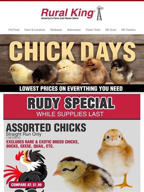 In that good feed is a host of vitamins, minerals and essential nutrients. . When is rural king chick days 2023